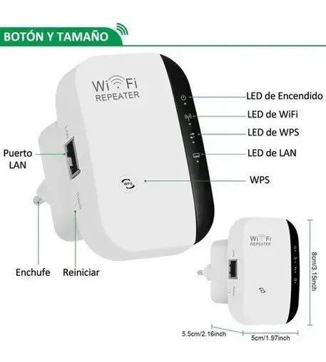 Repetidor WiFi Amplificador De Señal 300mbps Router 3 En 1
