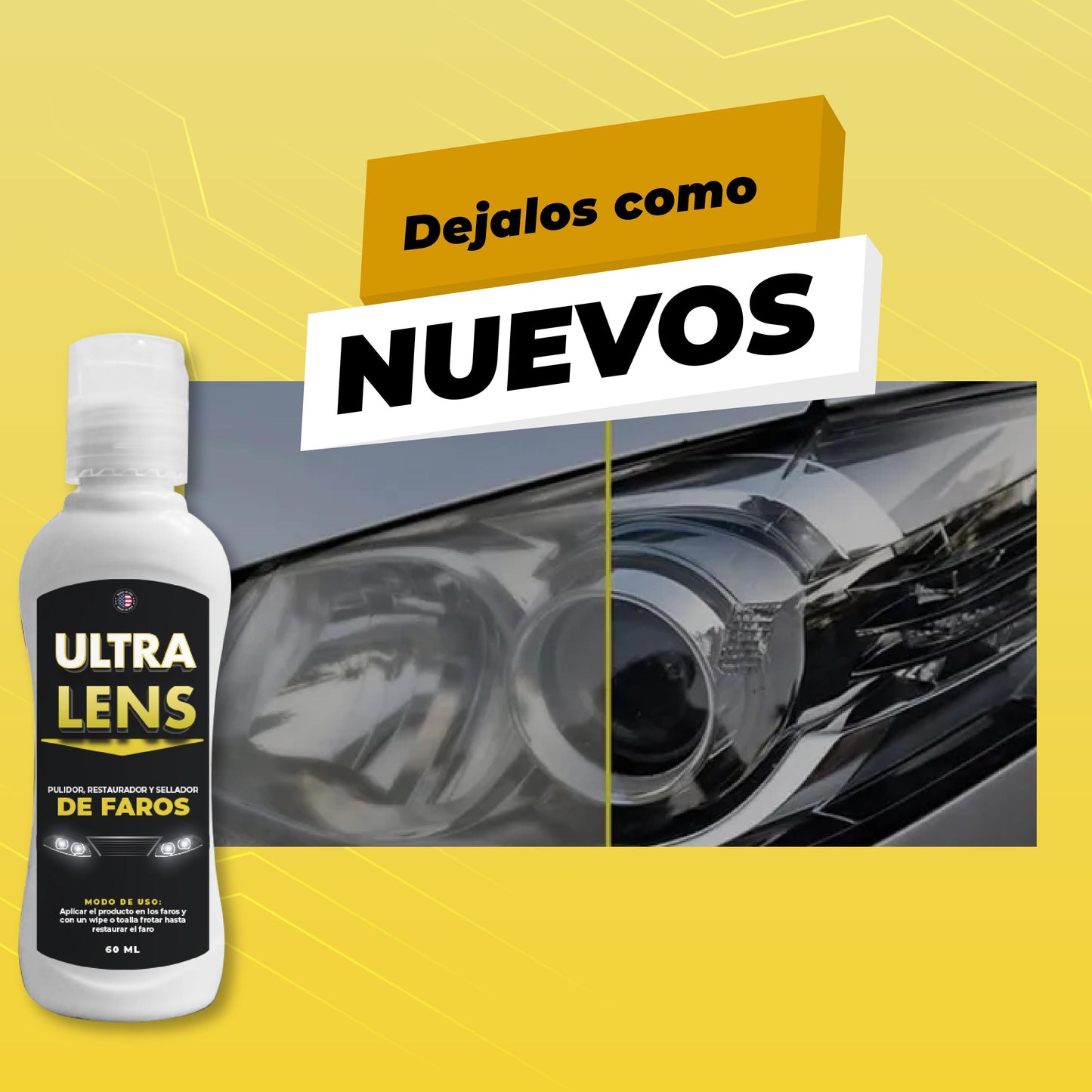 Kit Restaurador De Faros De Coche Eliminador De Opacidad Y Amarillento Sin Pulir